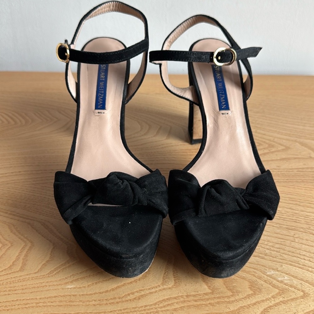Stuart Weitzman Black Suede Platform Heels